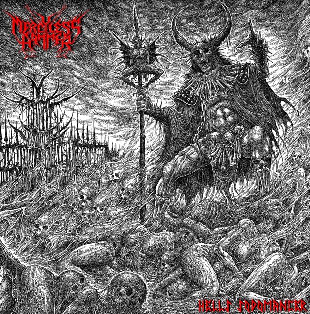 Hells Sodomancer cover art: a horned skeletal demon on a throne of corpses holding a spiked staff
